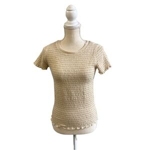NWT Freshman 1996 Juniors Smocked Short Sleeve Solid Top. Size Large